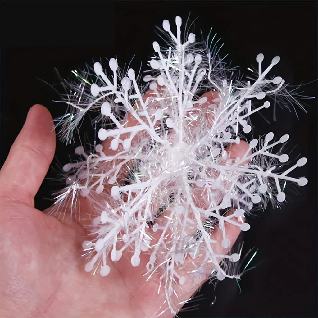 Christmas Snowflake Ornaments – White Hanging Tree Decorations Holiday Tree Ornaments PLUSH