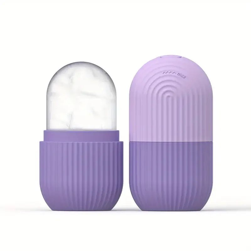 Silicone Ice Ball Face Massager – Contouring Eye Roller Tool Facial Massage Tool PLUSH Purple