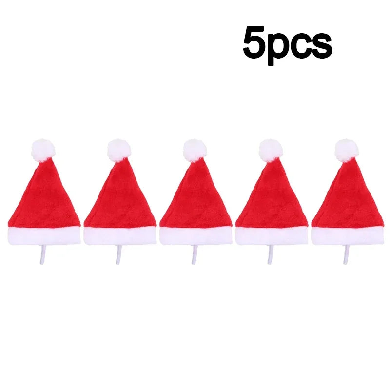 Dog Santa Hat – Red Plush Christmas Cap for Pets Pet Holiday Costume PLUSH red 5pcs
