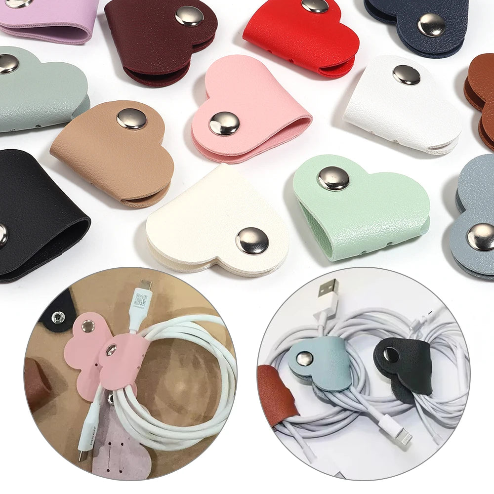 5pcs Heart PVC Cable Clips – Cord & Wire Organizer Holder Cable Organizer Clips PLUSH