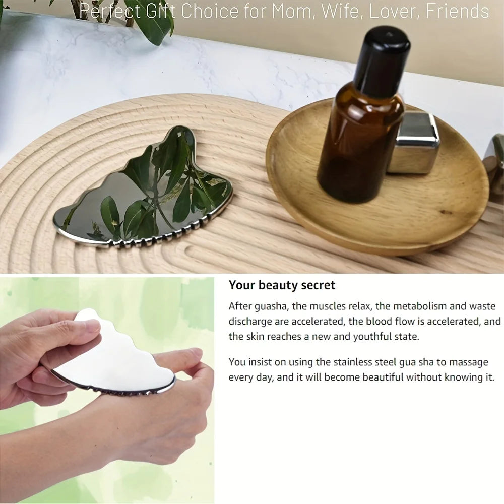 Stainless Steel Gua Sha Tool – Body & Jawline Sculpting Gua Sha Massage Tool PLUSH