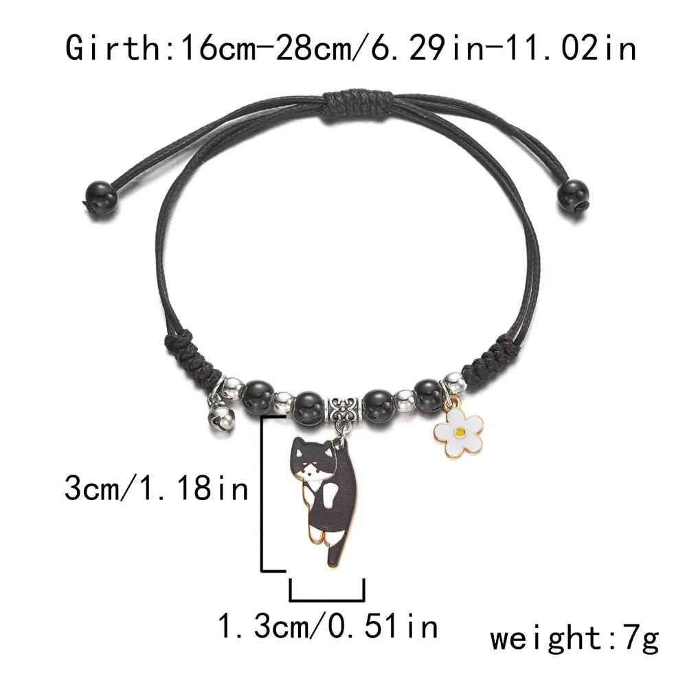 Colorful Cat String Bracelet – Handmade Woven Bead Jewelry Beaded String Bracelet PLUSH Style F