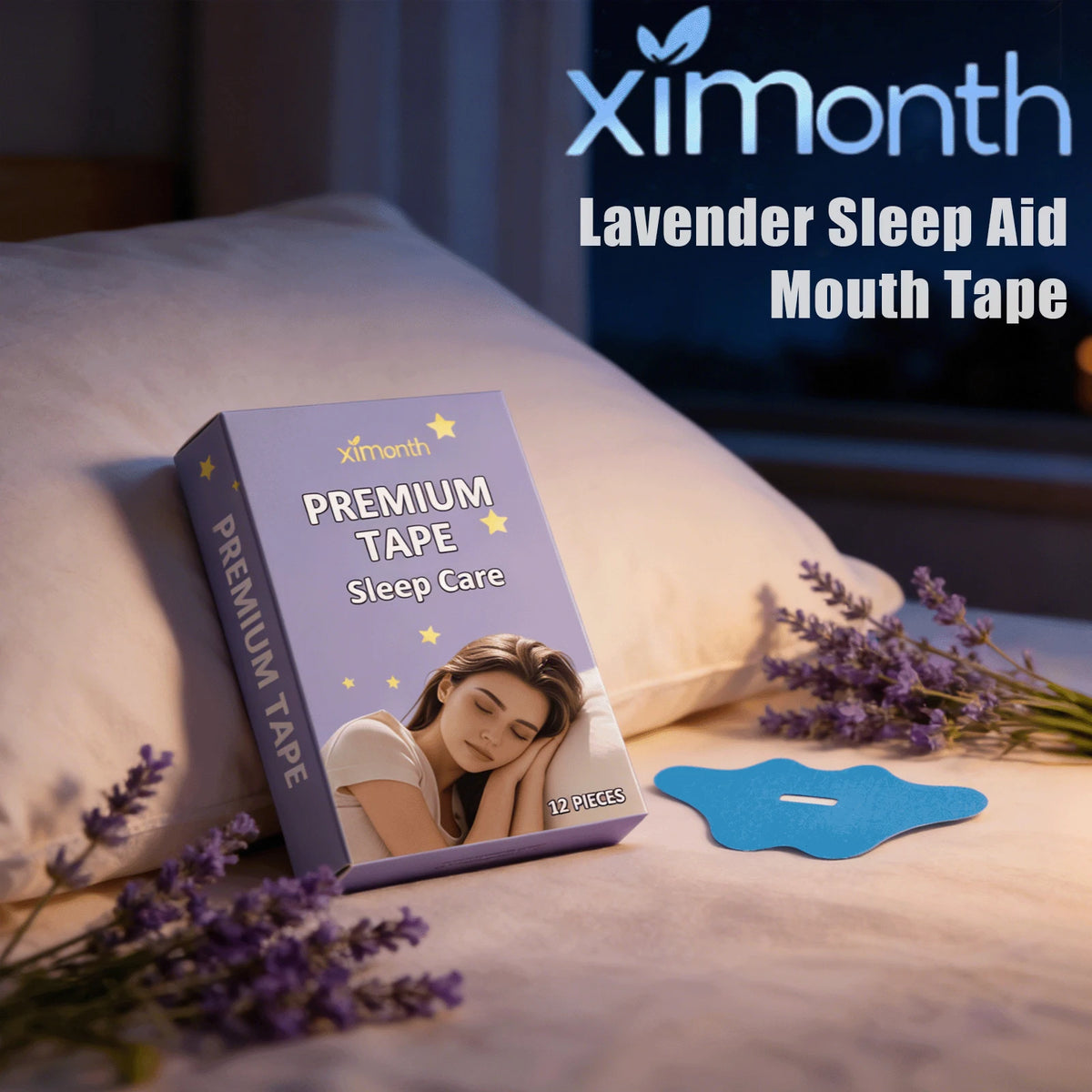 Ximonth Lavender Sleep Mouth Tape – Nasal Breathing Strip 12pcs Sleep Mouth Tape PLUSH