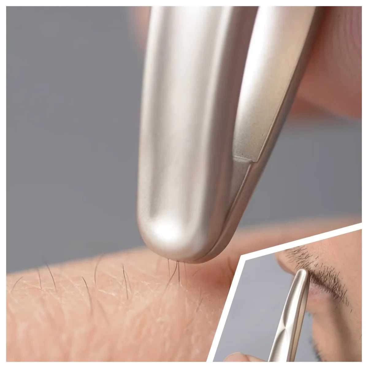 Ouriner Round Tip Tweezers for Brows & Beard with Case Eyebrow Tweezers PLUSH
