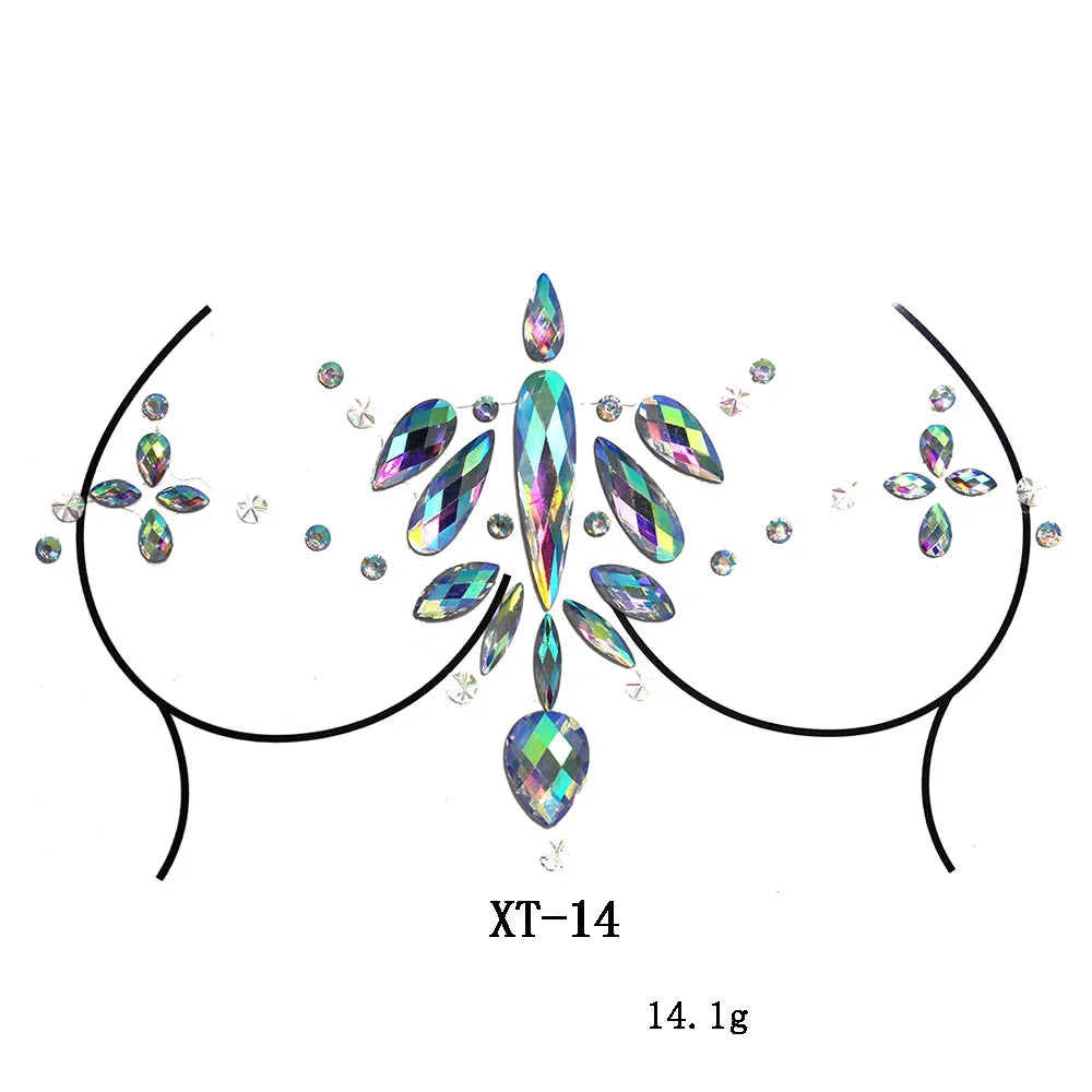 Crystal Rhinestone Body & Face Jewel Stickers – Temporary Tattoo Body Jewel Stickers PLUSH XT-14