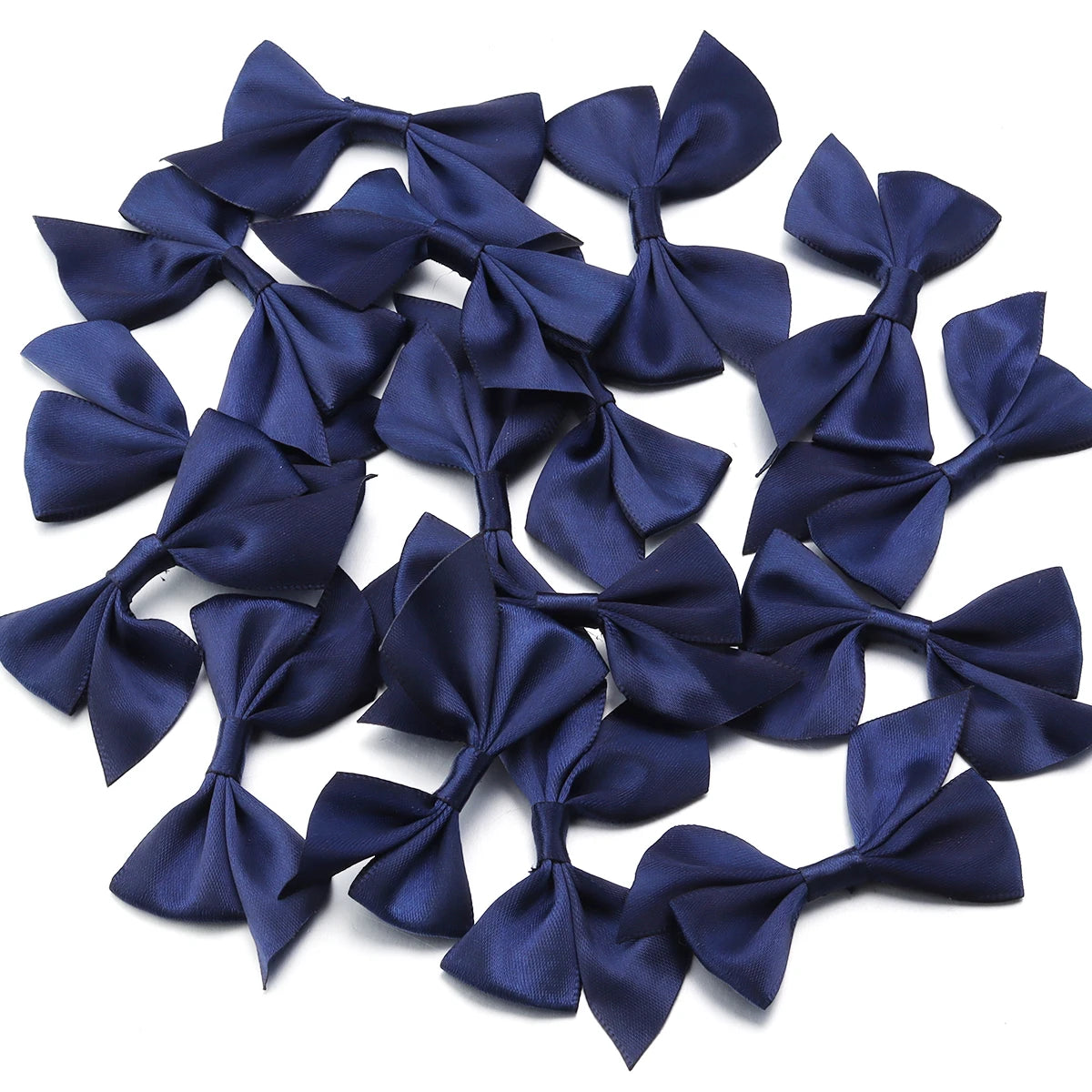 20pcs Satin Ribbon Bows – DIY Craft & Party Decoration Ribbon Bows PLUSH Deep Blue 4x7cm