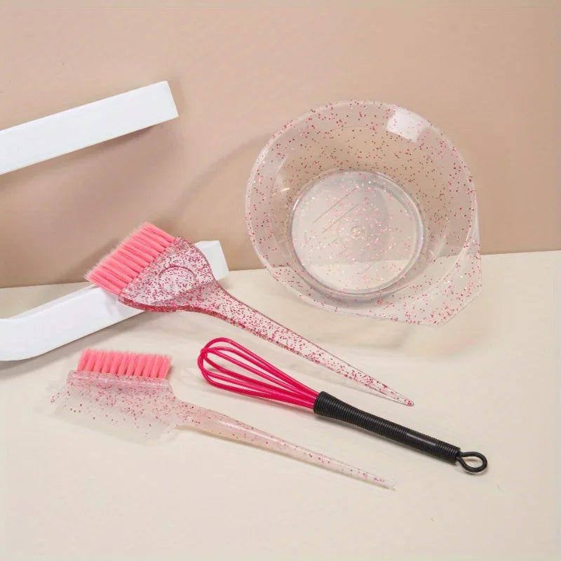 4-Piece Hair Dye Brush & Comb Highlighting Set | Salon Kit Hair Dye Brush Set PLUSH