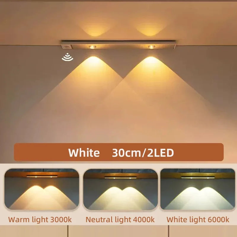 LED Motion Sensor Cabinet Night Light – USB Rechargeable LED Night Light PLUSH 3 colors in one Lamp white 30cm