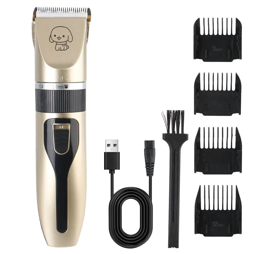 Electric Pet Hair Clipper Grooming Trimmer – Dog Cat Rabbit Pet Grooming Clipper PLUSH Gold