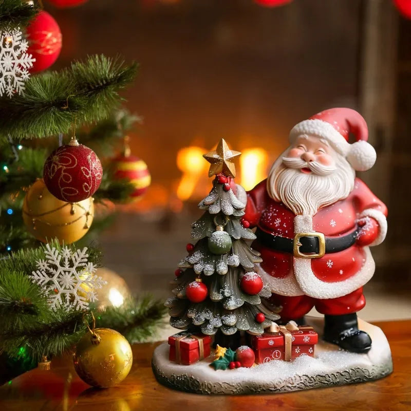 Christmas Resin Ornament – Santa Claus & Tree Desktop Decor Resin Holiday Ornament PLUSH