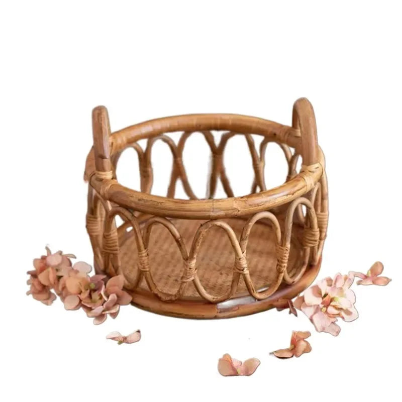 Newborn Rattan Basket Chair Photography Prop – 0-6M Infant Newborn Photography Prop PLUSH 4