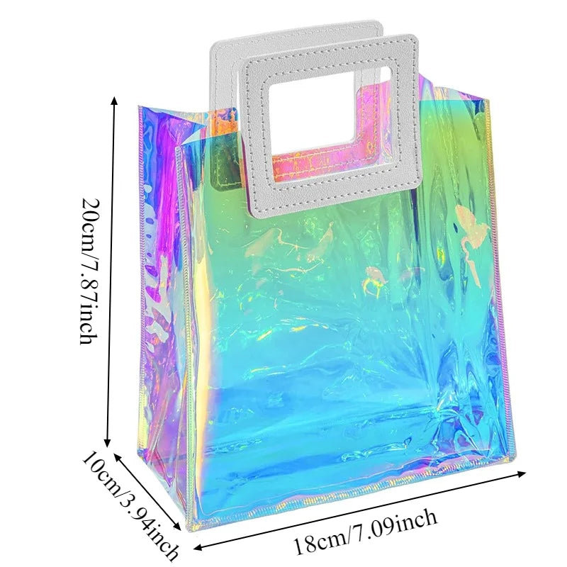 Holographic Rainbow Tote Bags – Large Reusable Gift Bags 1/2/3pk Holographic Gift Bag PLUSH