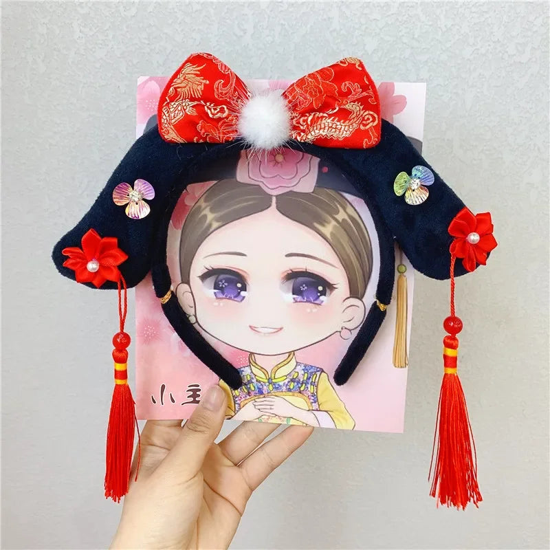 Chinese Hanfu Hair Hoop – Butterfly Flower Tassel Barrette Hair Hoop Barrette PLUSH