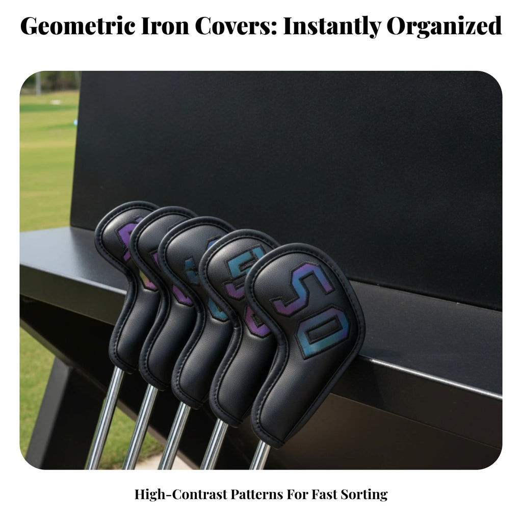 10-Piece Golf Iron Head Covers – PU Synthetic Leather Set Golf Iron Head Covers PLUSH