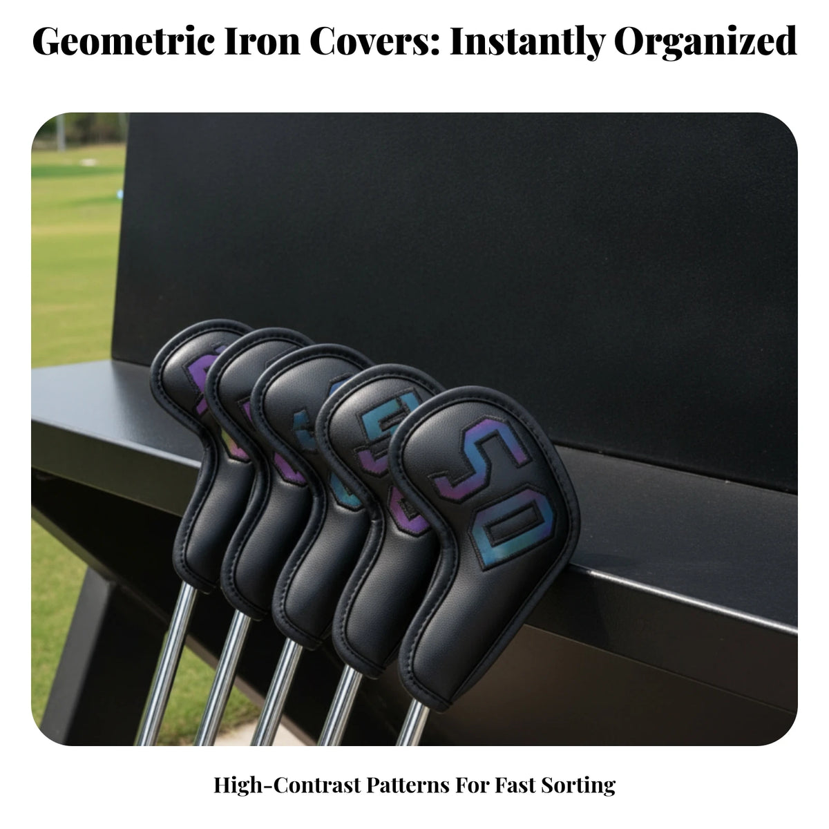 10-Piece Golf Iron Head Covers – PU Synthetic Leather Set Golf Iron Head Covers PLUSH