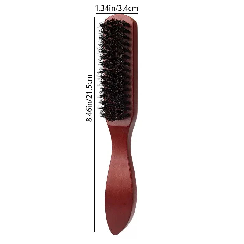 Boar Bristle Slick Back Hair Brush – Ponytail, Bun & Edge Control Hair Styling Brush PLUSH Red brush