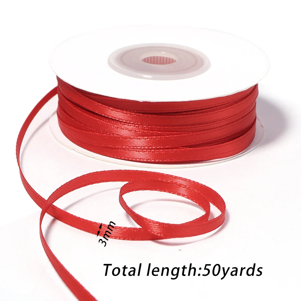50 Yards 3mm Double-Sided Satin Ribbon – DIY Craft & Bows Satin Craft Ribbon PLUSH