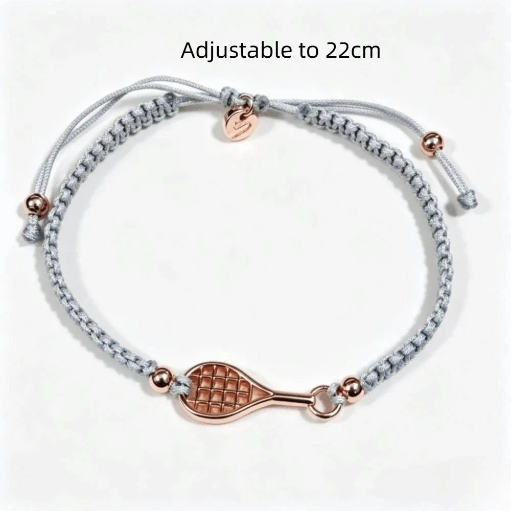 Adjustable Tennis Racket Charm Bracelet – Handwoven Copper Charm Bracelet PLUSH