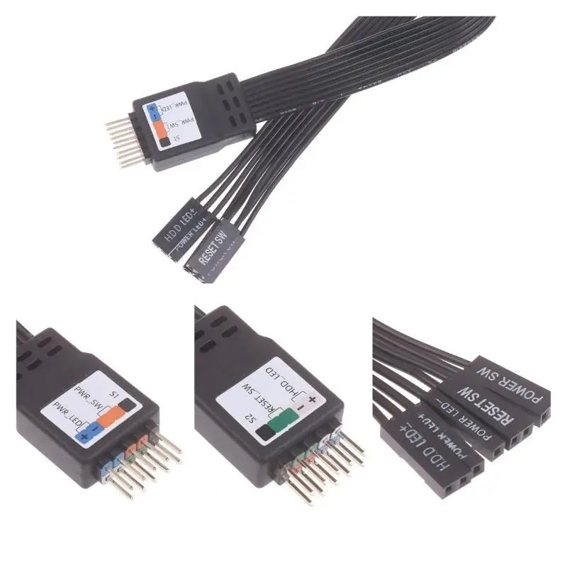 9-Pin Motherboard Front Panel Extension Flat Cable 20/30/50cm PC Header Cable PLUSH