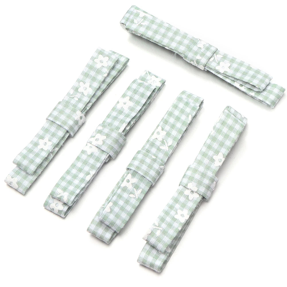 5pcs Plaid Floral Bowknots – DIY Hair Clips & Craft Decor Hair Bow Craft PLUSH green