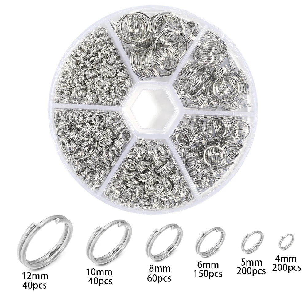 Metal Jump Rings Double Loop Split Ring Connectors – 6 Sizes Jewelry Findings PLUSH rhodium