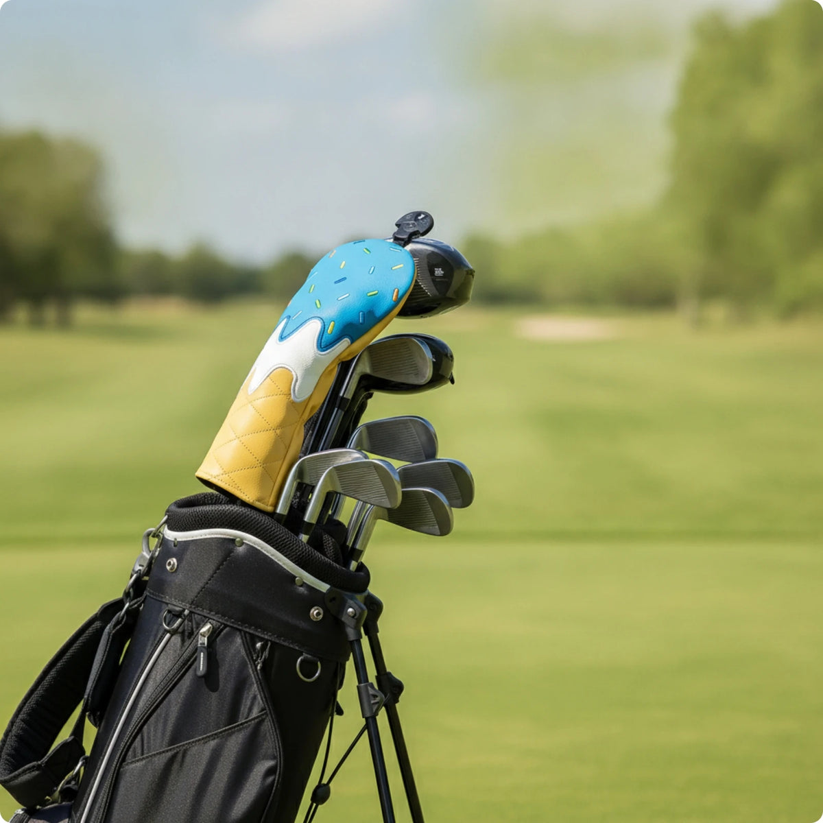 Ice-Cream Design Golf Club Headcover – Vibrant PU Leather Golf Club Headcover PLUSH Ice Cream Blue