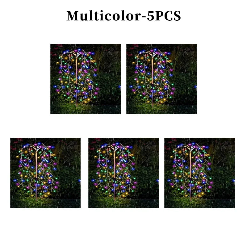 3D Solar Firework LED Stake Lights for Garden & Holiday Decor Solar Stake Light PLUSH Multicolor 5PCS 120 light