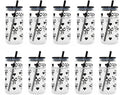 500ml Black Bow-Shaped Plastic Cup with Lid & Straw Plastic Straw Cup PLUSH 10PCS