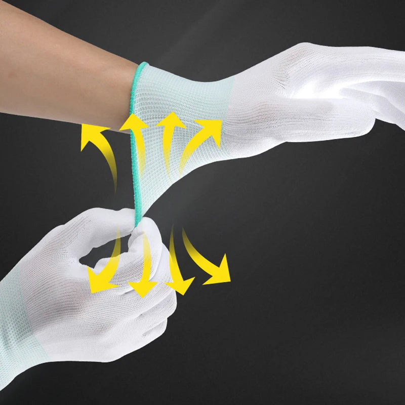 White Nylon Coated Work Gloves – Reusable 10/20PCS Work Gloves PLUSH