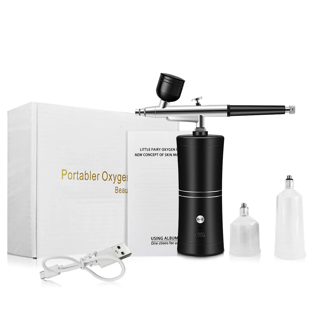 Portable Airbrush Kit with Compressor – Nail Art & Crafts Airbrush Compressor Kit PLUSH Black