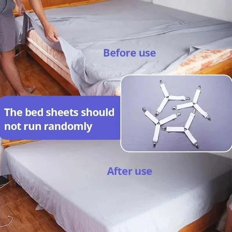 Bed Sheet Fasteners – Adjustable Elastic Clips 4 or 8 Pack Bed Sheet Clips PLUSH