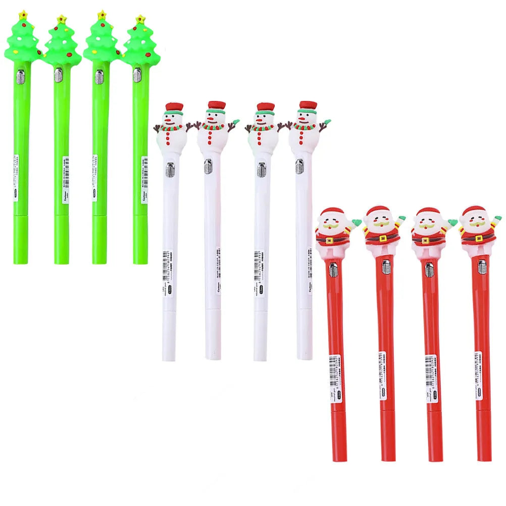 Christmas Luminous Gel Pens Set 12pcs – Santa 0.5mm Writing Novelty Gel Pen Set PLUSH