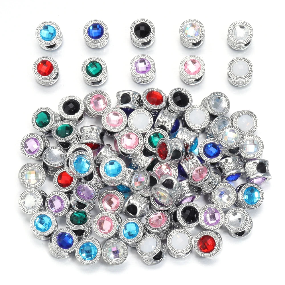 10pcs Rhinestone Barrel Beads Big Hole – DIY Jewelry Making Rhinestone Barrel Beads PLUSH