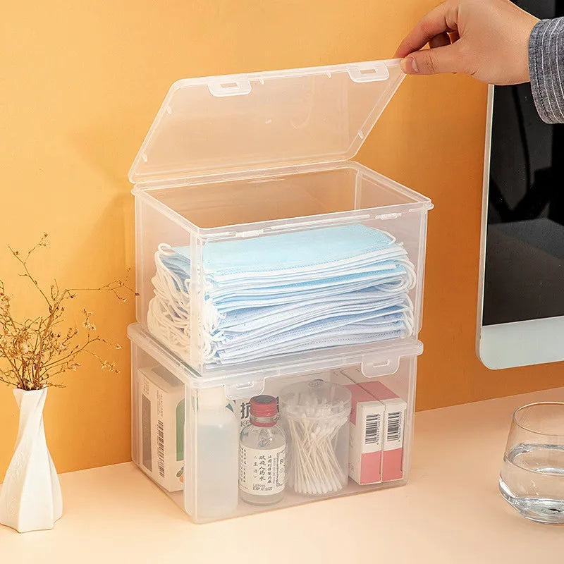 2-Pack Transparent Large Capacity Mask & Medicine Storage Box Storage Box PLUSH