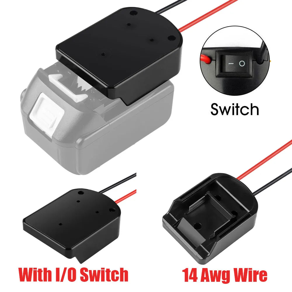 Makita 14.4–18V Li-Ion Battery Adapter Dock | 14AWG Wires & Switch Battery Adapter Dock PLUSH
