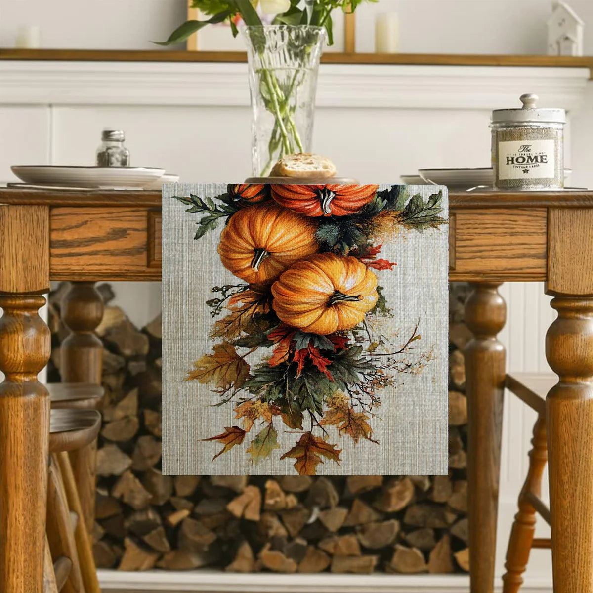 Autumn Pumpkin Table Runner – Fall Thanksgiving Décor Seasonal Table Runner PLUSH