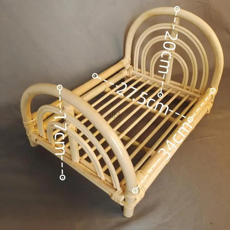 Vintage Rattan Newborn Photography Basket Prop | Baby Bed Newborn Photo Prop PLUSH