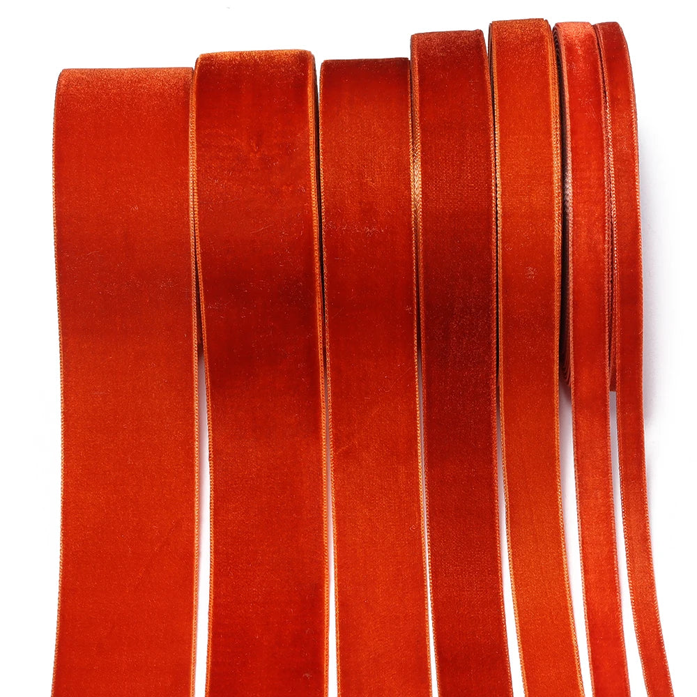 Orange Velvet Ribbon 6–38mm | DIY Gift Wrapping & Wedding Velvet Craft Ribbon PLUSH