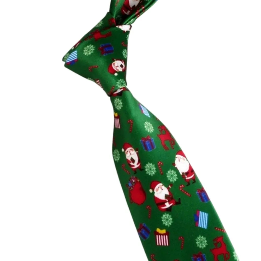 Men's Adjustable Christmas Necktie – Santa & Reindeer Tie Holiday Necktie PLUSH Style 6