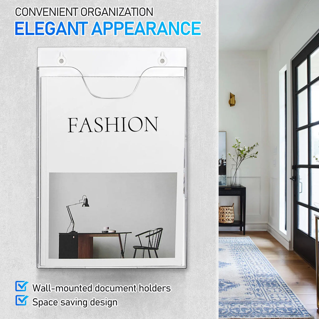 2-Pack Clear Acrylic Wall Mounted File & Document Organizer Wall File Organizer PLUSH