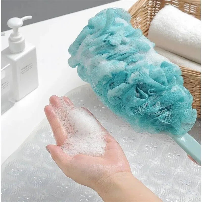 Long Handle Soft Mesh Bath Brush – Body Shower Scrubber Bath Shower Brush PLUSH