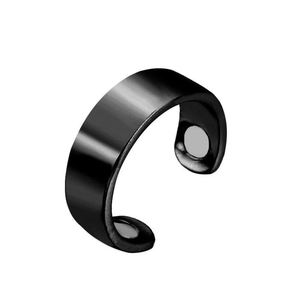 Retro Magnetic Cuff Bracelet & Ring Set – Unisex Alloy Bangle Cuff Bracelet Set PLUSH Black Ring