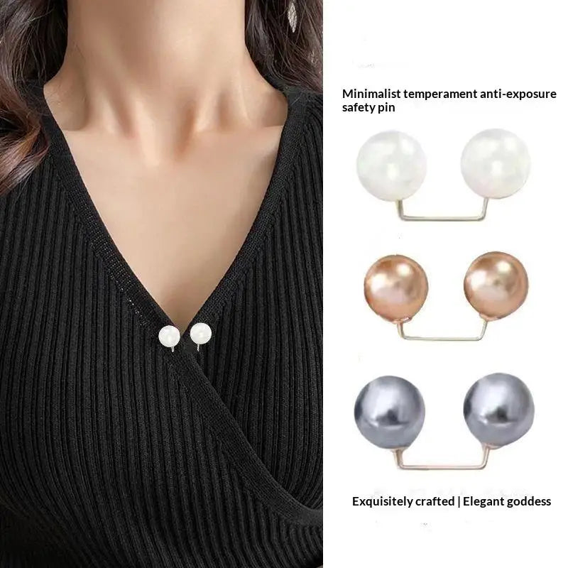 Pearl Sleeve Clips 2-Pack | Non-Slip Fashion Fasteners Sleeve Clip Brooch PLUSH