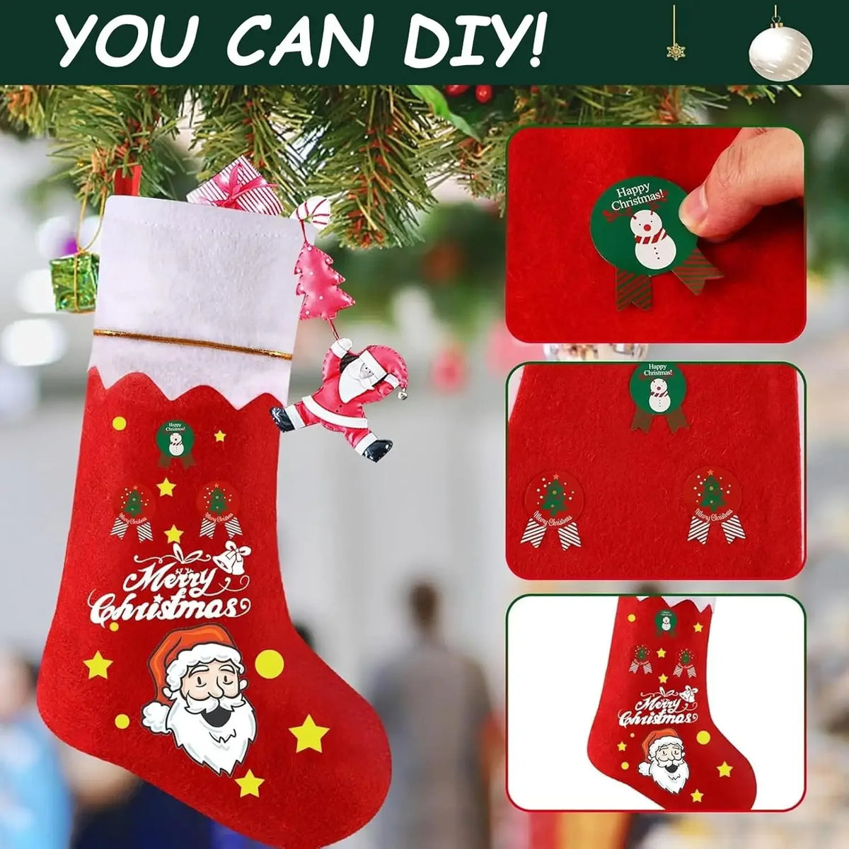 Red Plaid Christmas Stockings Set – Rustic Fireplace Décor Christmas Stockings Set PLUSH