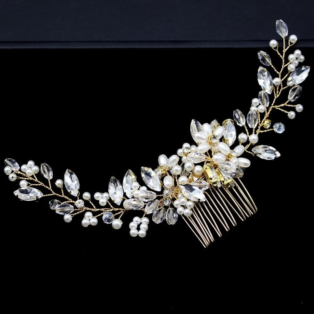 Pearl Flower Bridal Hair Comb – Sparkling Wedding Headpiece Bridal Hair Comb PLUSH
