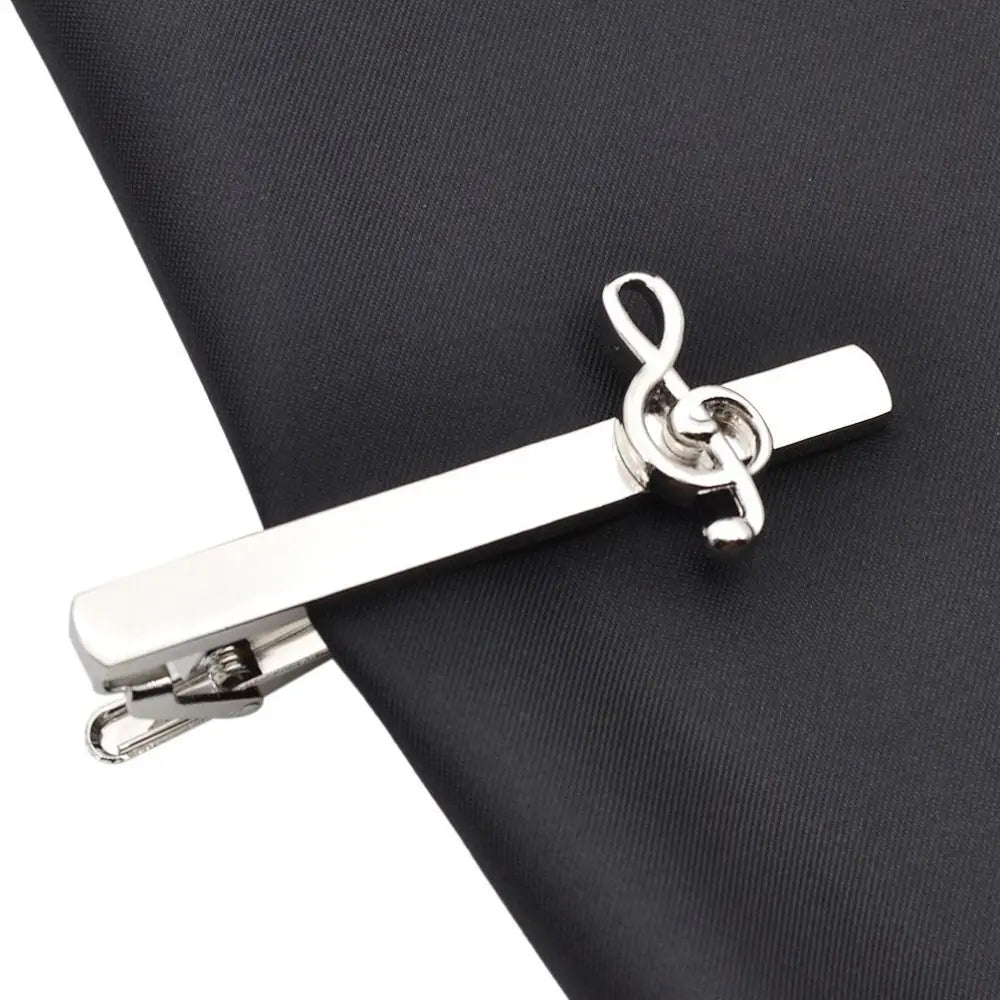 Silver Musical Note Tie Clip – Men's Necktie Bar Pin Tie Clip PLUSH