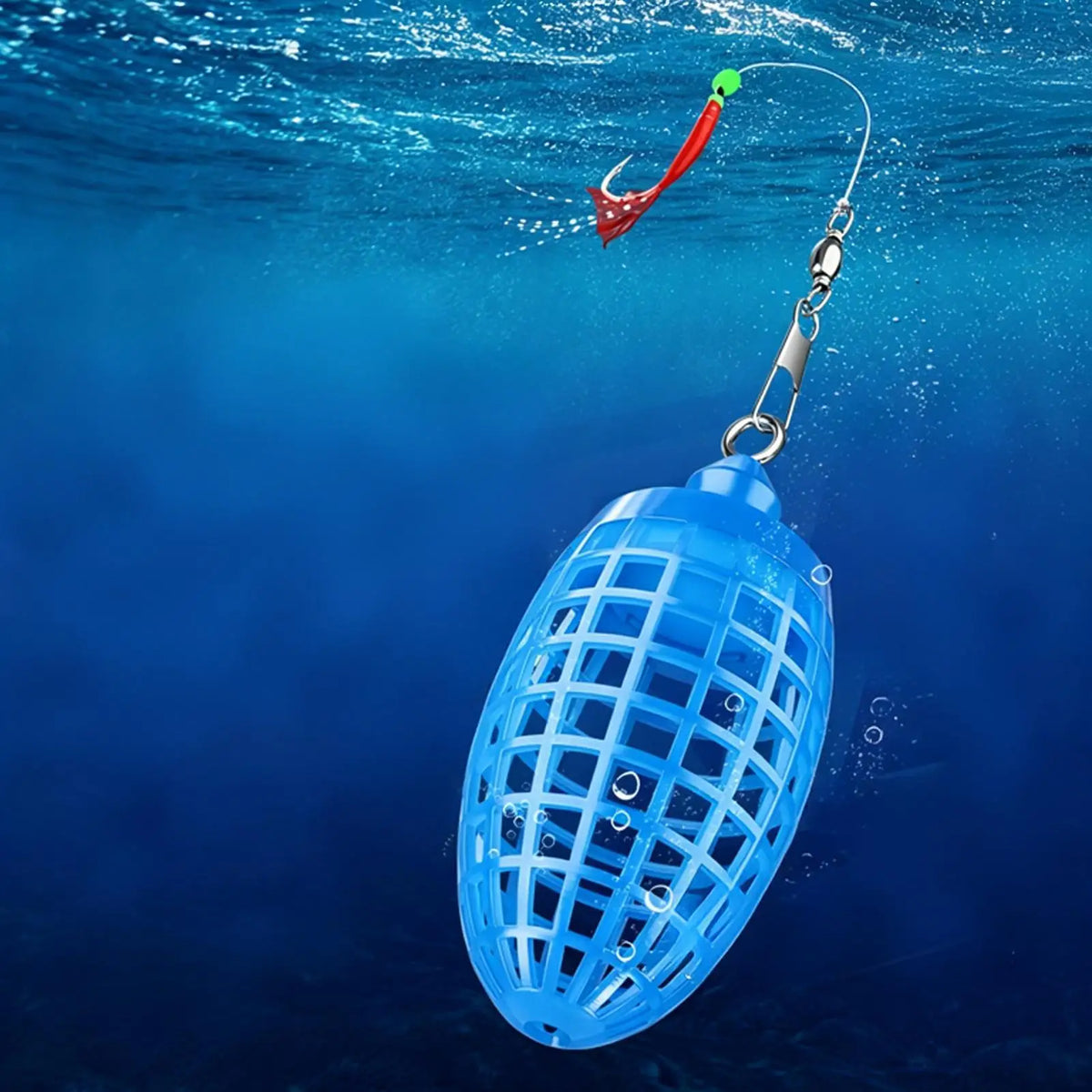 Fishing Bait Cage Holder with Locking Swivel – Lightweight Fishing Bait Cage PLUSH