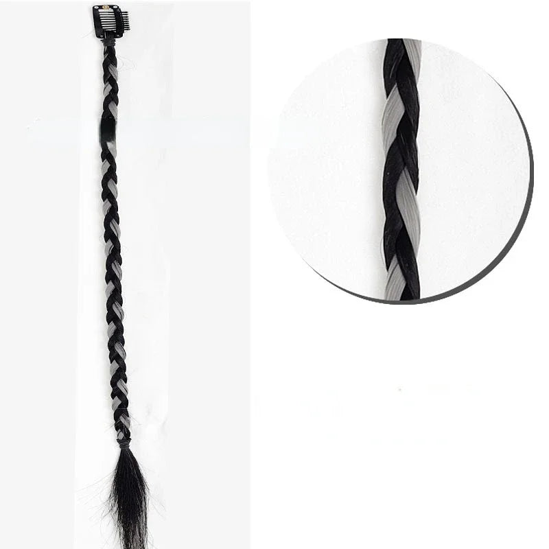 2Pcs Clip-In Braided Hair Extensions – Synthetic Twist Braid Pieces Clip-In Hair Extensions PLUSH white tea gary 2Pcs