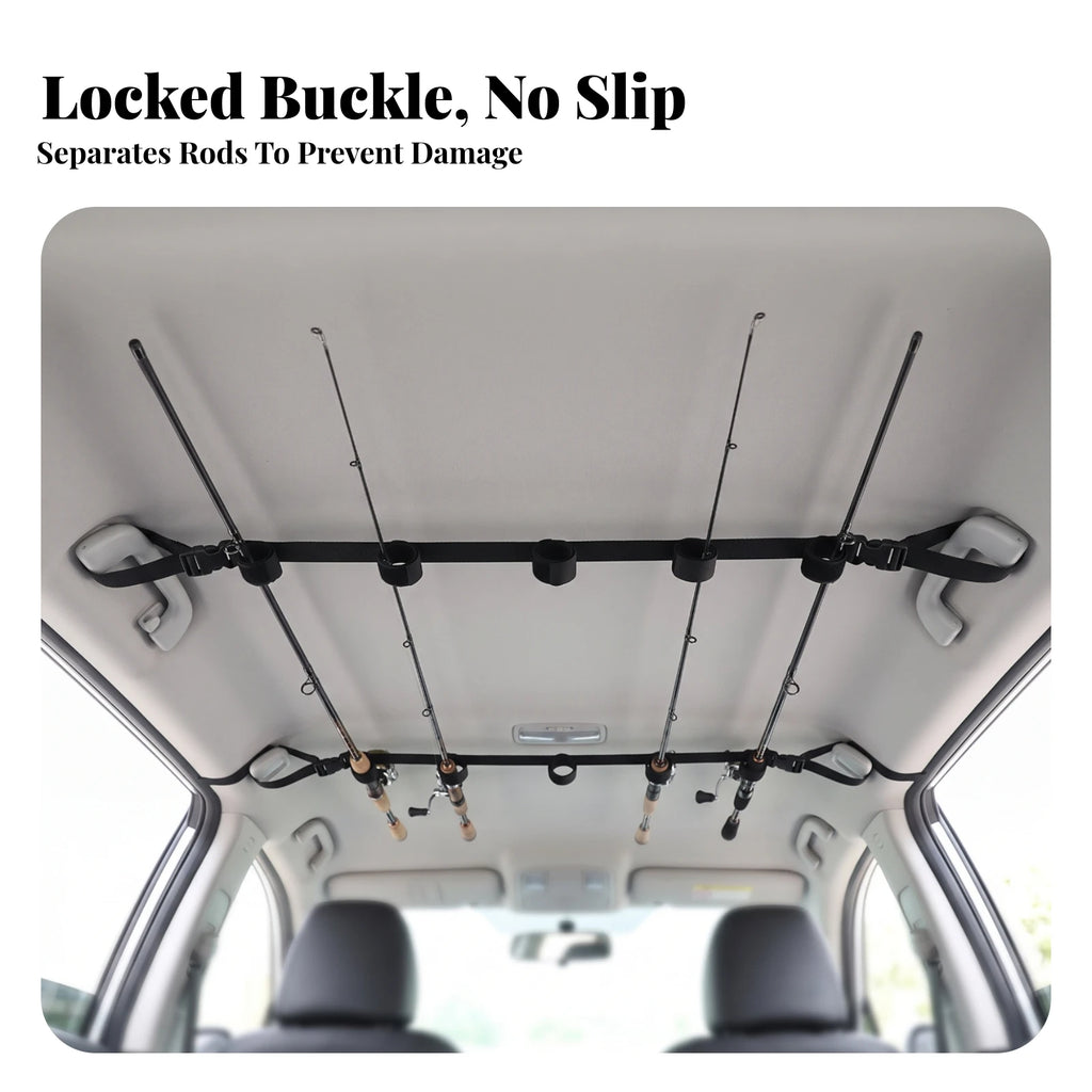 2-Pack Car Fishing Rod Straps with Buckles | Adjustable Nylon Fishing Rod Strap PLUSH