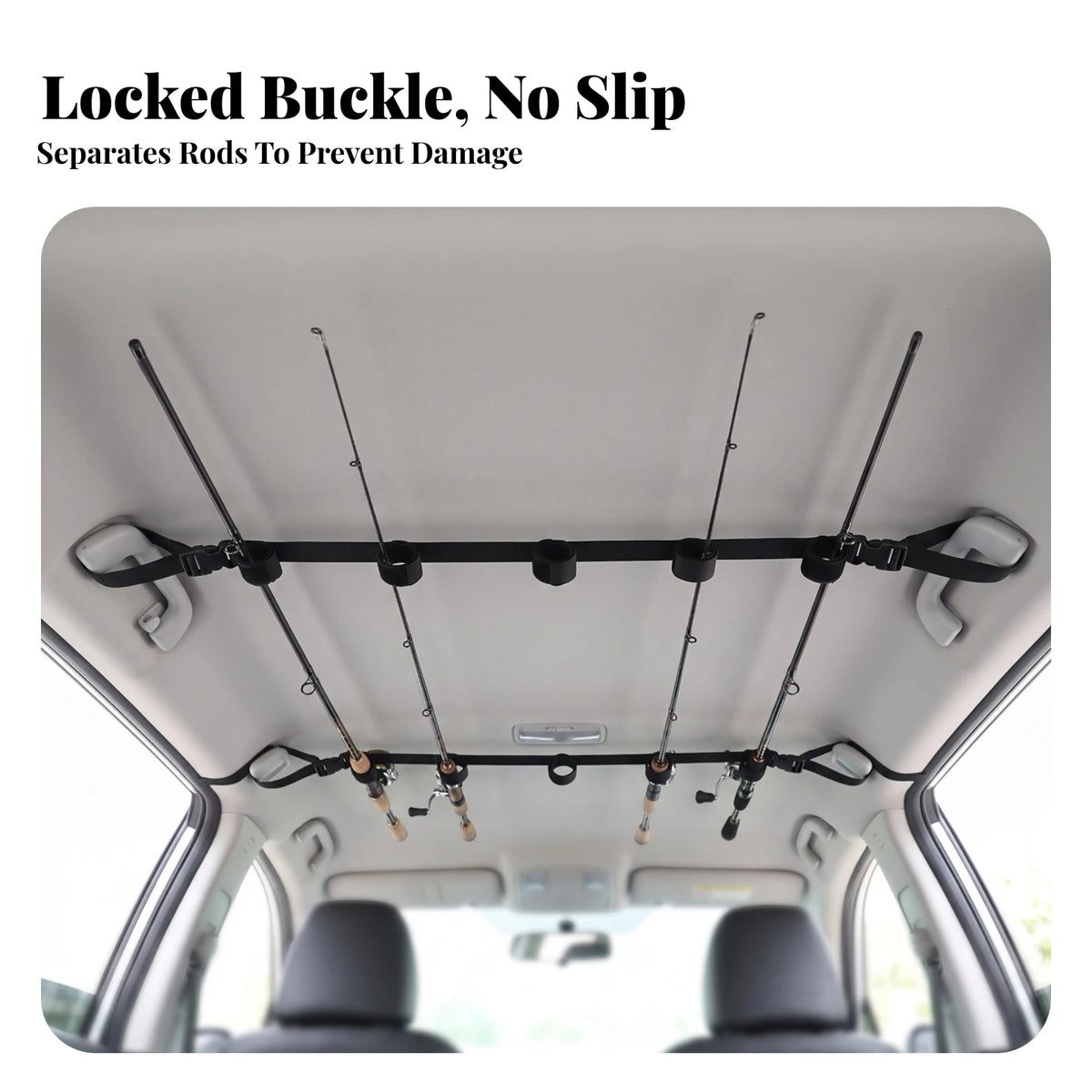 2-Pack Car Fishing Rod Straps with Buckles | Adjustable Nylon Fishing Rod Strap PLUSH
